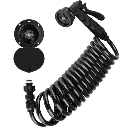 Dura Faucet RV Exterior Quick Connect Detachable Sprayer DF-SA188-BK, Hose, Port, and Utility Spray Dock Kit - Lockable (Black)