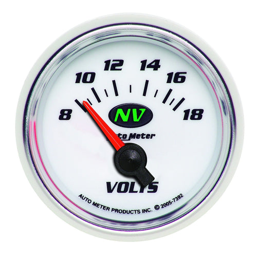 Auto Meter 2-1/16" 8-18V Short Sweep Electric Voltmeter NV 7392