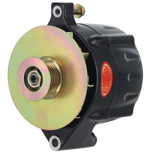 Black Powermaster 8-57100-347 Alternator (Upgrade 100A Smooth Look 6 Groove Pulley, Baffle & Cone 1 Wire)