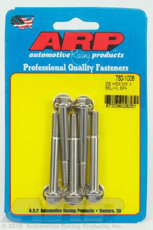 760-1008 Autoracing Products S/S Bolt Kit - 6pt. (5) 6mm x 1.00 x 55mm