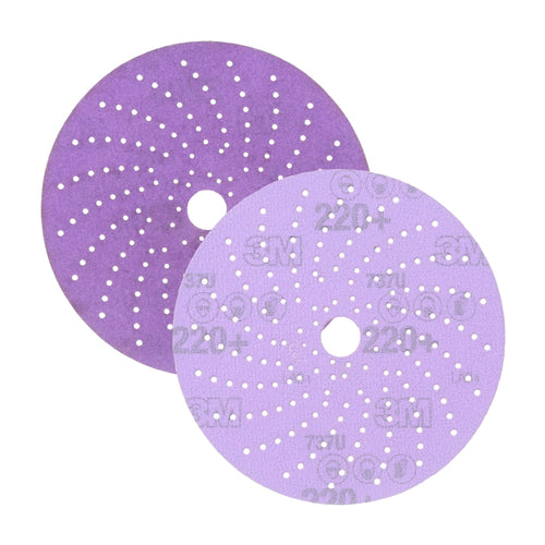 3M Cubitron II Clean Sanding Hookit Abrasive Disc 31481, 6 in, 220+ Grade, Pack of 50 Discs, Virtually Dust-Free, High Performance, Long Lasting, Multi-Hole Pattern, Feather Edging, Stock Removal
