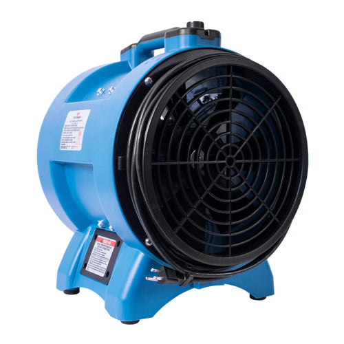 XPOWER Industrial Blower X-12 Confined Space Ventilation Fan — 12” Portable Utility Exhaust Fan for Corn Mill, Manhole, Sewage Systems, 1/2 HP — Blue