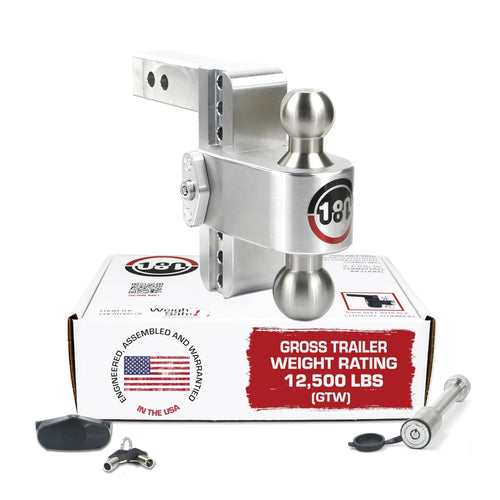 Weigh Safe Adjustable Hitch Trailer Ball Mount, 6" Adjustable Drop Hitch for 2" Receiver w/ 2 pc Keyed Alike Lock Set, Heavy Duty Aluminum Trailer Tow Hitch w/ Stainless Steel Tow Balls, 12,500 GTW