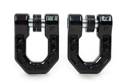 Offroad DV8 Elite Series D-Ring Shackles | Pair | 8 Ton Working Load Limit | (4) ⅛” & (4) 3/16” Isolators Included | 1&1/16” Thick Forged Steel D-Ring (Black)