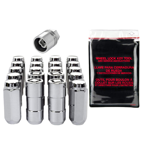 Chrome Cone Seat Wheel Installation Kit McGard 84505 (M14 x 2.0 Thread Size) - for 5 Lug Wheels, 16 Lug Nuts / 4 Locks / 1 Key / 1 Storage Pouch