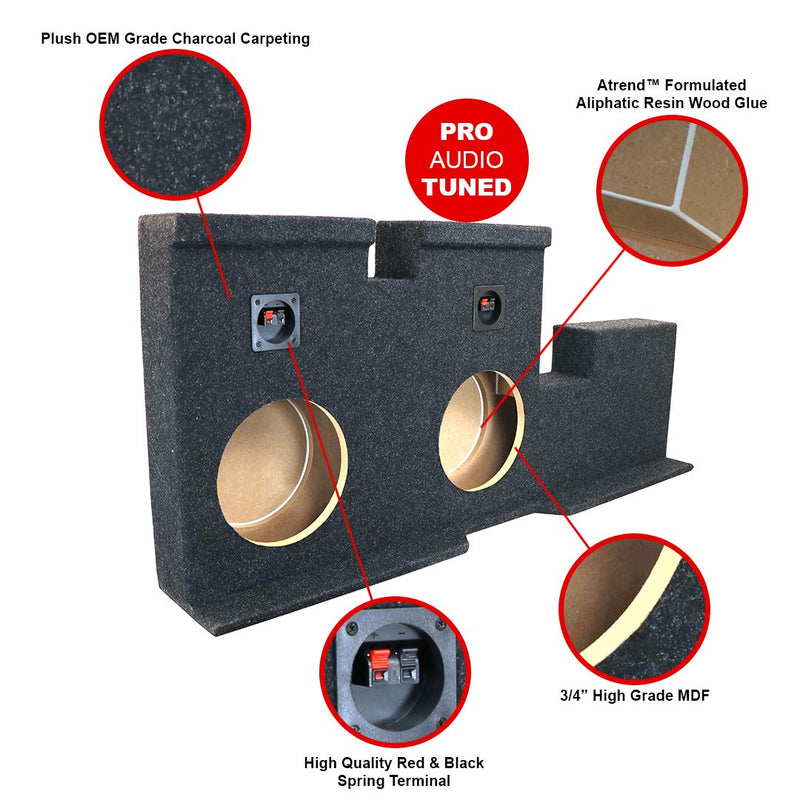 Atrend Bbox Dual 10" Sealed Carpeted Subwoofer Enclosure A602-10CP - Fits 2007 - up Toyota Tundra Double Cab, Charcoal