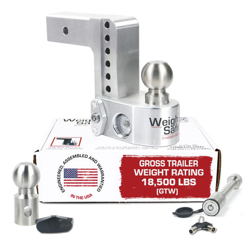 Weigh Safe Adjustable Hitch Trailer Ball Mount - 6" Drop Hitch for 2.5" Receiver w/ 2 pc Keyed Alike Lock Set, Premium Aluminum Trailer Tow Hitch w/ Built in Weight Scale for Anti Sway, 18,500 lbs GTW