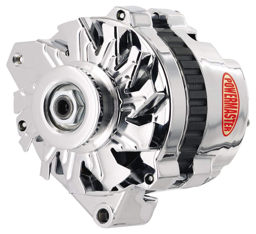 Alt GM CS130 Chrome 105A 1V Pulley Offset Left MTG 1-Wire or OE Hookup - Powermaster