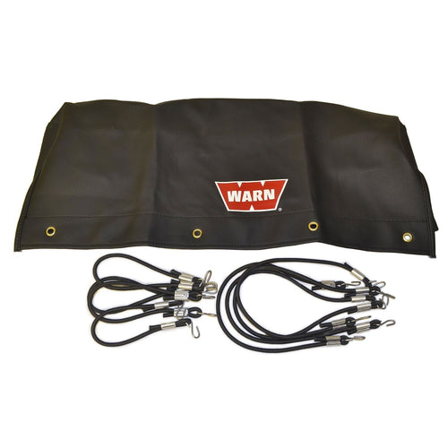 Soft WARN Winch Cover with Bungee Cord Fasteners for 9.5ti and XD9000i Winches, Black