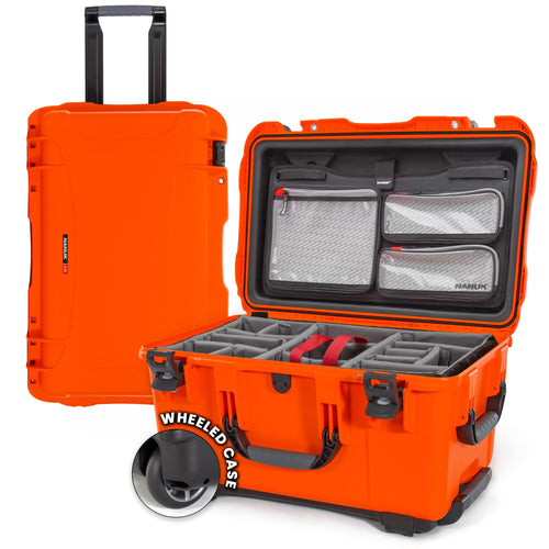 Pro Photo Kit NANUK 950 – Waterproof Travel Camera Hard Case with Padded Dividers and Wheels, 22.8” x 18.3” x 11.7”, Dustproof and Impact-Resistant, Ideal for Heavy Loads – Orange