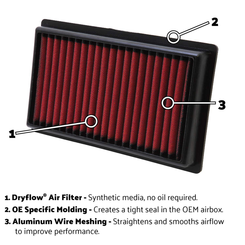 28-50045 AEM Dry Flow Air Filter, 1 Pack, Red