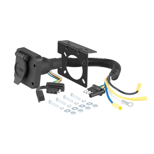 CURT Dual-Output 57604 4-Way Flat Vehicle-Side to 6-Way Round Trailer Wiring Adapter