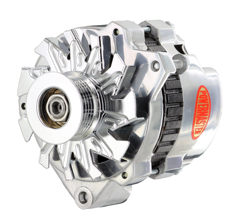 Alt GM CS130 Powermaster Polish 140A 6 grv Pulley Offset Right MTG Side BAT Post 1-Wire or OE Hookup