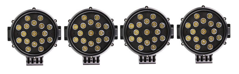 CLASSIC Black Horse Roll Bar incl. pair of 7.0"Dia. LED Lights w/Black Trim Rings Black Compatible with 2020-2024 Jeep Gladiator-RB09BK-PLB