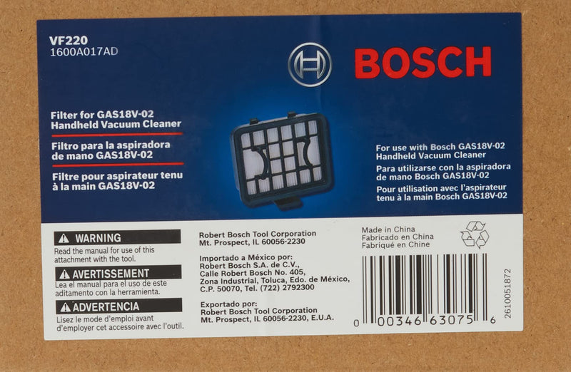 Filter Bosch VF220 For 18V Handheld Vacuum Cleaner