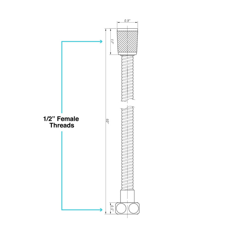 Dura Faucet RV DF-SA200-BQ 60 inch Flexible Stainless Steel Handheld Shower Head Hose (Bisque Parchment)