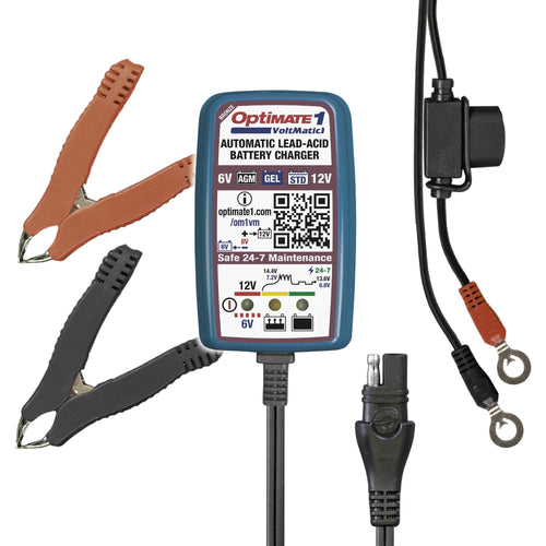Optimate 1 VoltMATIC, TM-401a, Bronze Series Tecmate: 4-Step 6V / 12V (0.6A), Battery Charger & maintainer,Blue