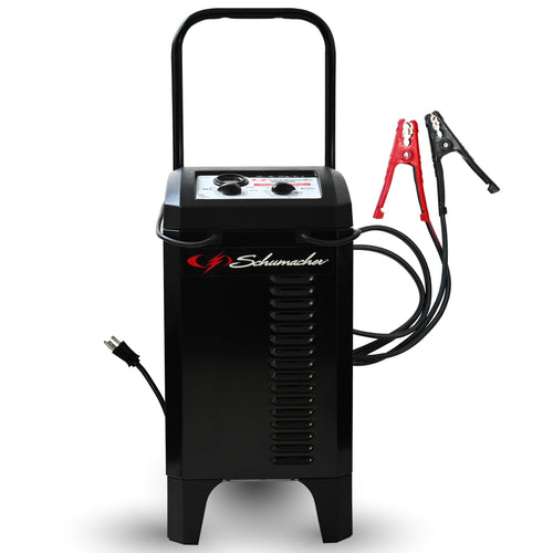 Schumacher Electric 6A Wheeled Manual Car Battery Charger and 150A Engine Starter, 2-in-1 Solution, 25A Boost, for 12V Power Sport, Automotive, and Marine Batteries, SC1437