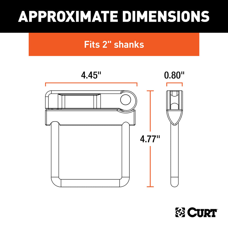 CURT No-Tool Anti-Rattle Hitch Clamp 22325 Tightener for 2-Inch Receiver, Hollow or Solid Shanks