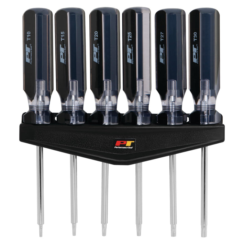 W80006 Performance Tool 6-Piece Professional Star Driver Set with Rack