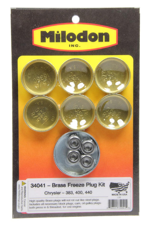 Brass Freeze Plug Kit Milodon 34041 for Big Block Chrysler 383/440
