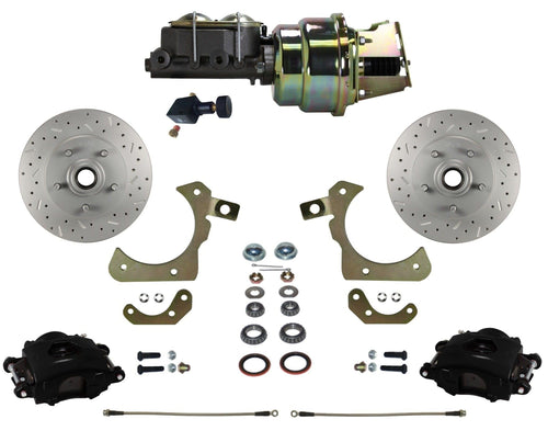 Power Front Disc Brake Conversion Kit With Adjustable Proportioning Valve LEED BRAKES Maxgrip Xds Black Calipers