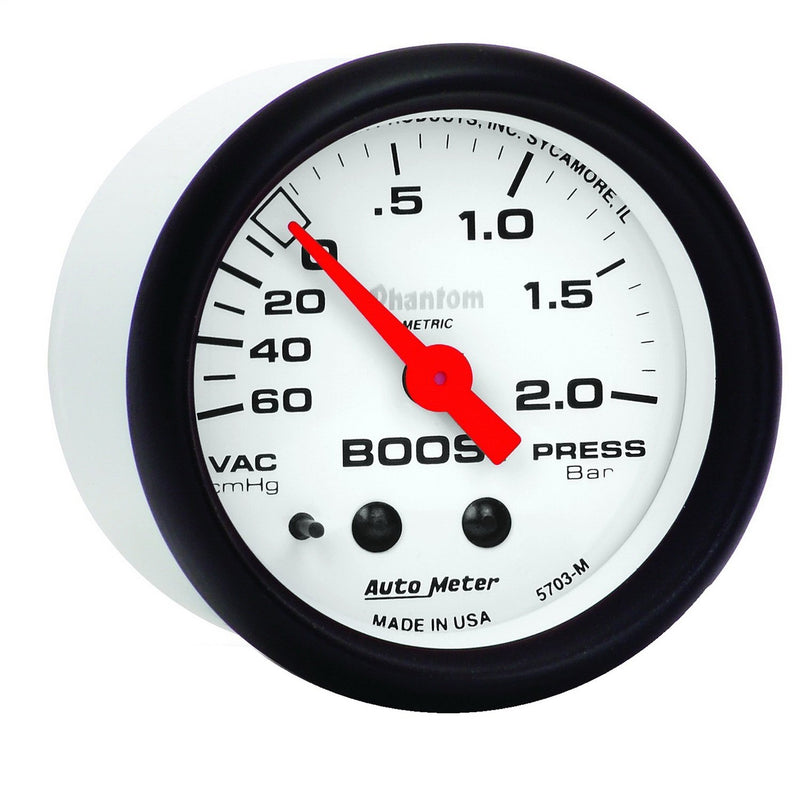 Auto Meter Phantom 5703-M Mechanical Metric Boost/Vacuum Gauge