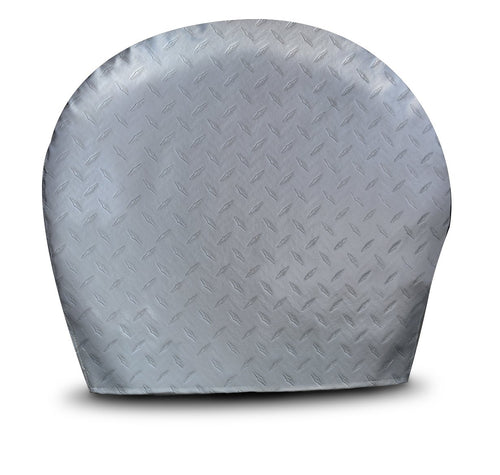 ADCO Silver 3756 OS Diamond Plated Steel Vinyl Tyre Gard Wheel Cover, (Set of 2) (Fits 43"-45")