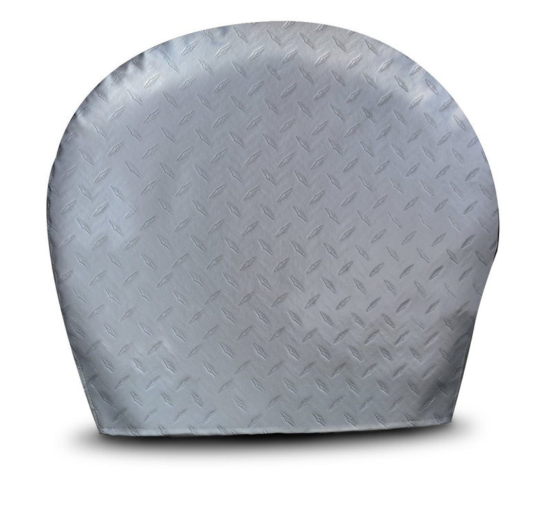 ADCO Silver 3756 OS Diamond Plated Steel Vinyl Tyre Gard Wheel Cover, (Set of 2) (Fits 43"-45")
