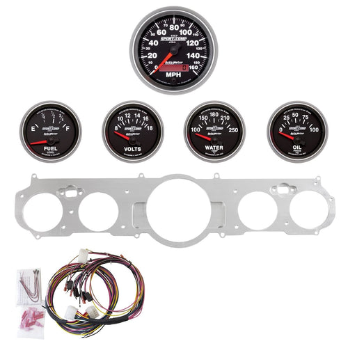 AutoMeter Dash Kit Direct Fit, Mustang 65-66, Mph/Fuel/Oilp/Wtmp/Bat, Sport-Comp Ii (7035-12)