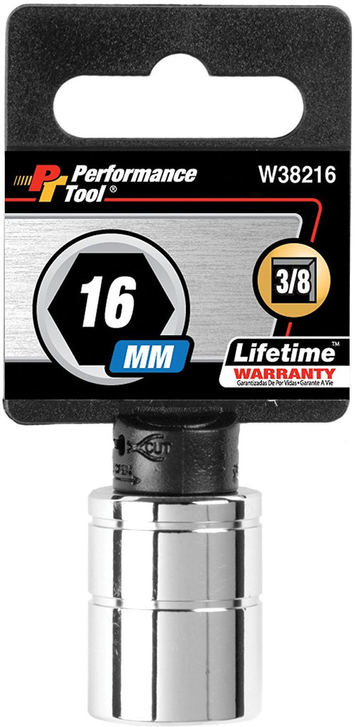 W38216 Performance Tool 6-Point Socket, 3/8" Drive/16 mm