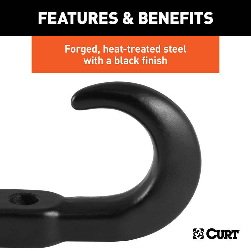 Black Steel CURT 22430 Tow Hook, 10,000 lbs Capacity