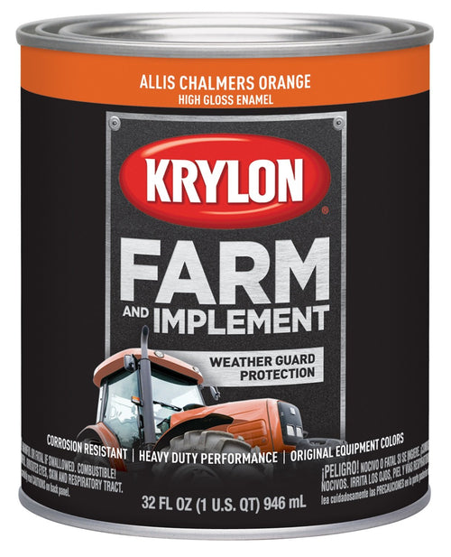 Krylon® 2030 Brush Farm & Implement, High Gloss, Allis Chalmers Orange, 1 Quart Architectural Paints