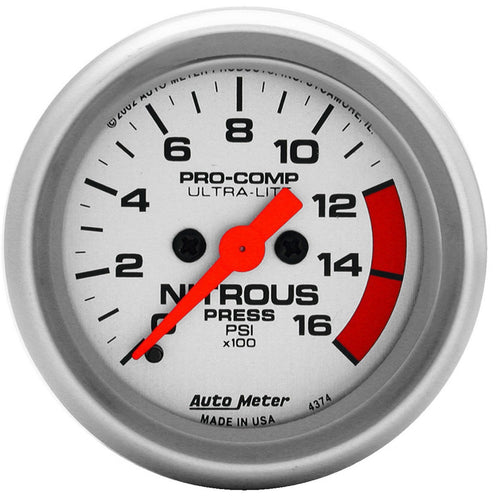 Ultra-Lite Auto Meter 4374 Electric Nitrous Pressure Gauge