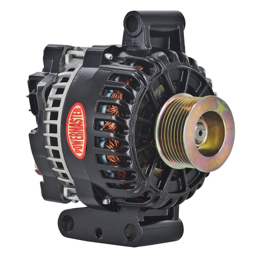 Alt Ford 6G Powermaster Black 155A 8 grv Pulley Small Frame Transverse MTG for 7.3L I-D-A VR