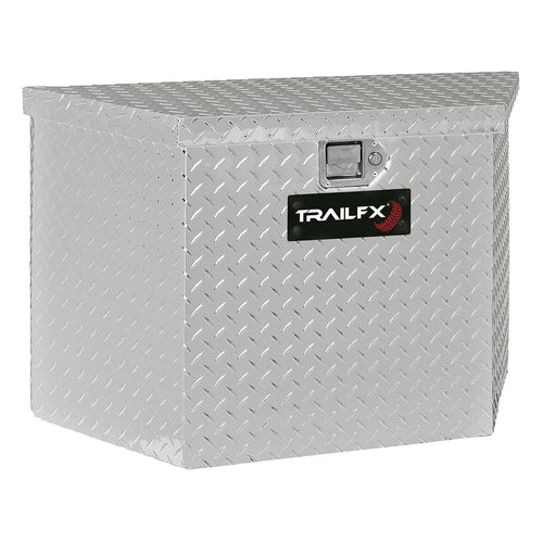 Trailer Tongue Tool Box TrailFX Single Lid with Struts Polished 16-Gauge Diamond Tread Aluminum 4.1 Cubic Foot Capacity 34 Inch Length x 18 Inch Width x 21 Inch Height Bright Finish 201341