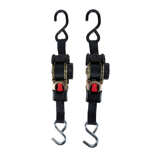 Retractable Camco Transom Tie Down Straps, 6-Foot, 1,500 lb Break Strength, 500 lb Safe Working Load, 2-Pack (50033)