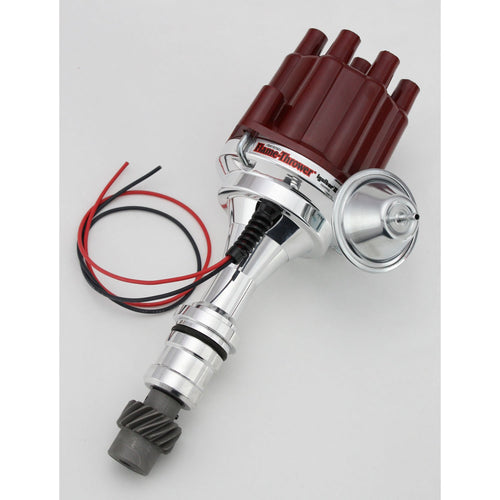 Pertronix D110701 Flame-Thrower Vacuum Advance Plug and Play Red Cap Billet Electronic Distributor with Ignitor II Technology for Oldsmobile V8