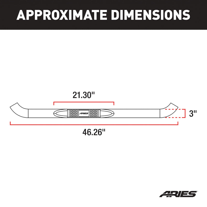 3-Inch Round Polished Stainless Steel ARIES Nerf Bars, No-Drill, Fits Select Jeep Wrangler YJ, TJ