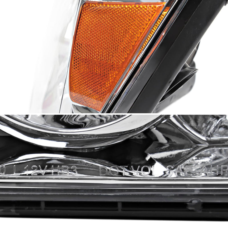 Chrome Headlights SPEC-D TUNING Compatible with 2004-2007 Toyota Highlander, Left + Right Pair Headlamp Assembly