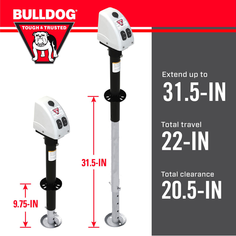 500188 Bulldog White A-Frame Jack with Powered Drive, 3,500 lbs.