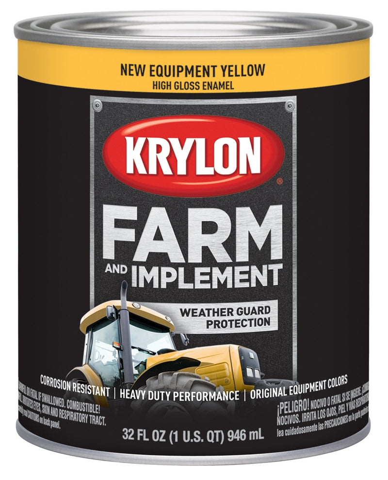 Krylon® Farm & Implement 2037 Brush, High Gloss, New Equipment Yellow, 1 Quart Architectural Paints, Cat