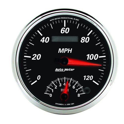Auto Meter 1291 5" Designer Black II 8000 RPM / 120 mph Tachometer/Speedometer Combo Gauge