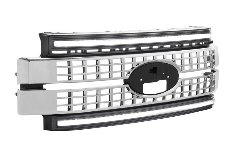 Ford Superduty 17-19 Morimoto XBG LED DRL Grille, Plug and Play Chrome Grille with White LED DRL (XBG07)