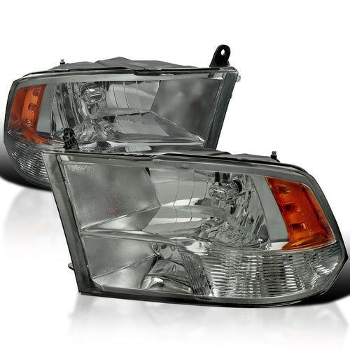Euro Light Smoke Spec-D Tuning Quad Headlights Compatible with 2009-2018 Dodge Ram 1500