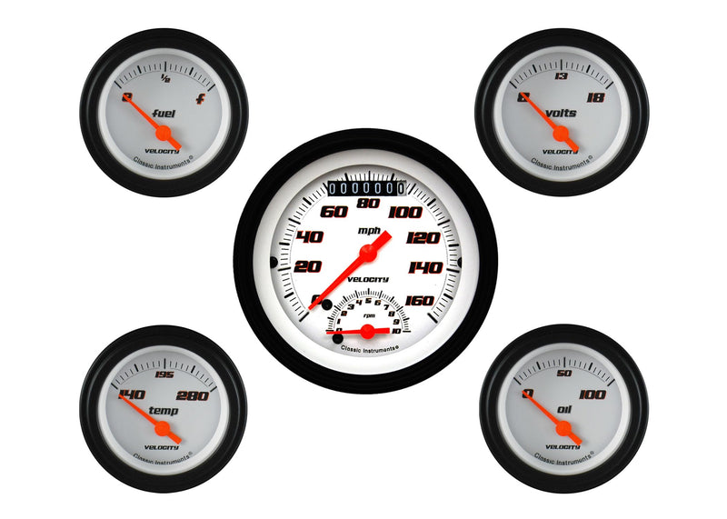 Velocity White Classic Instruments Five Gauge Set VS35WBLF