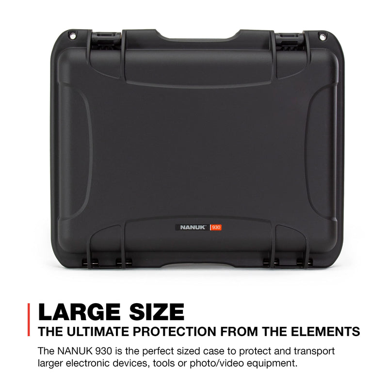 Nanuk 930 Large Series Lightweight NK-7 Resin Waterproof Case with Padded Divider, Black