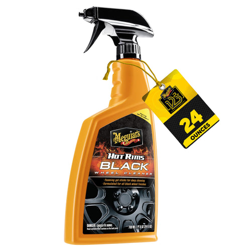 Hot Rims Meguiar's Black Wheel Cleaner, Deep Foaming Gel Specially Formulated to Effectively Clean Matte, Gloss, Satin, and Chrome Black Wheels, 24 Oz Spray Bottle