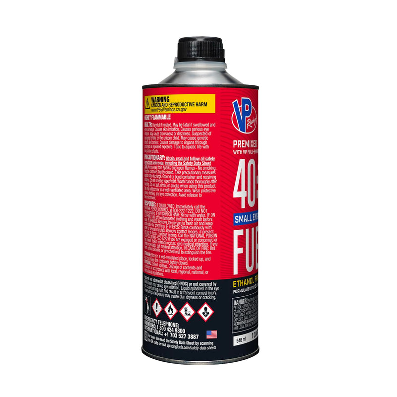 Ready to Use VP Racing Fuels 6295, 40:1 Premixed 2-Cycle Small Engine Fuel (SEF) - Quart