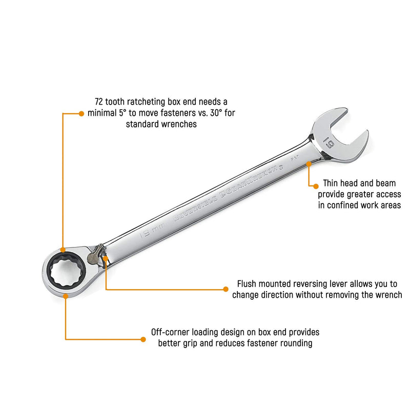 12 Pt. GEARWRENCH 14 Pc. Reversible Ratcheting Combination Wrench Set, SAE/Metric - 85142